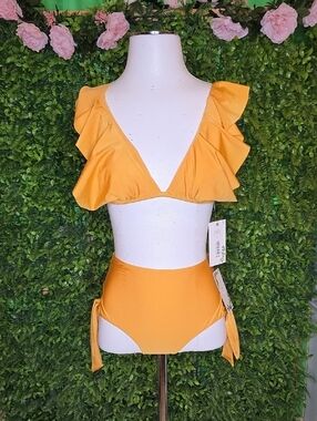 Gold Yellow Ruffle Bikini Set
